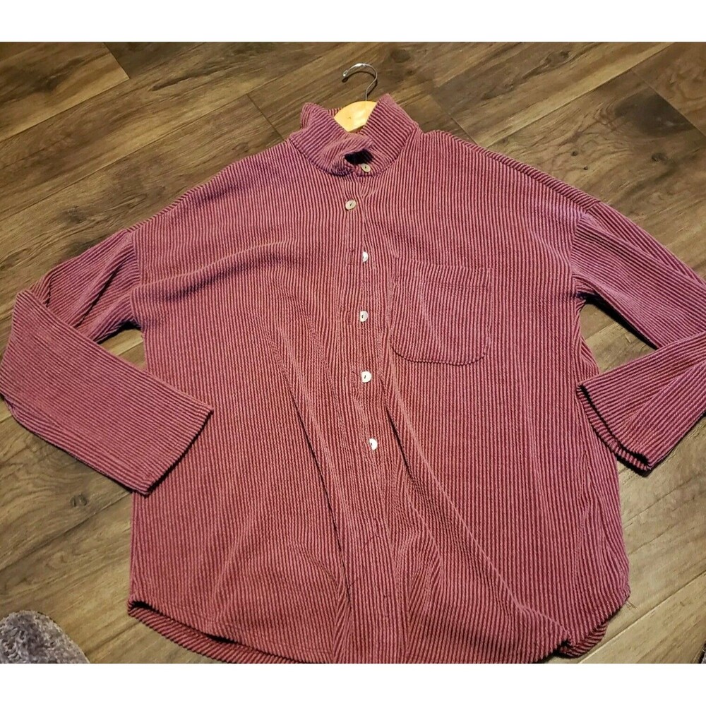 Blumin Brand Burgundy/ Purple Ribbed Oversized Button Down Shirt Women's Sz XL